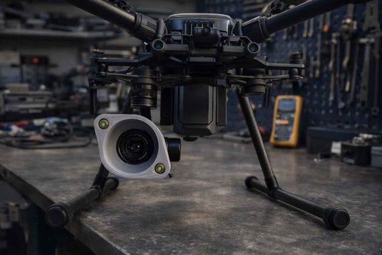Drones on a workshop table with tools in the background
