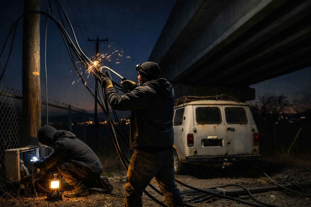 Metal theft scene affecting communications and critical infrastructure