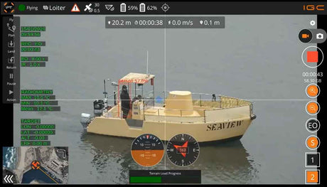 Simulated view of a boat labeled 'Seaview' on a screen with interface elements.