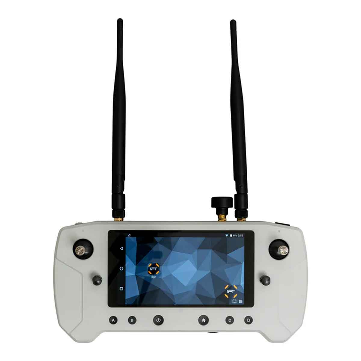 herelink drone ground station system with screen on and antennas up
