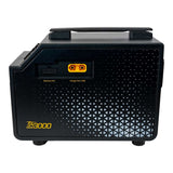 A black Z3000 portable power station with a geometric pattern on the front, featuring a top handle, balance port, and orange charge port cable connector, shown against a plain white background.
