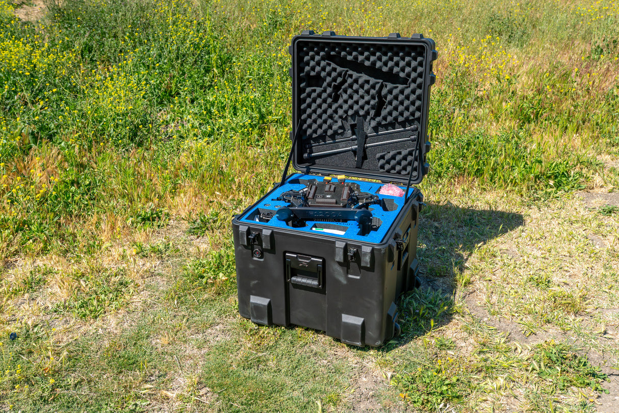 MAXSUR compact heavy lift drone and case can be stowed in SUVs