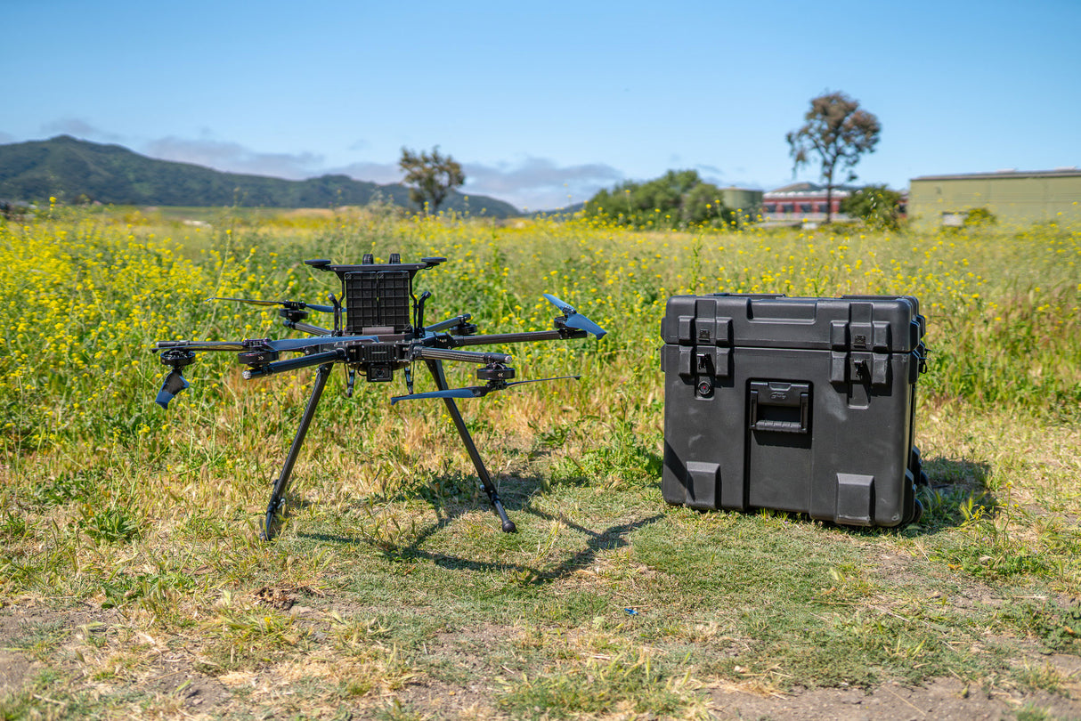 Heavy Lift drone from MAXSUR with field carrying case designed for public safety