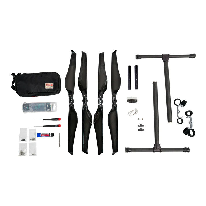 Spare part kit for the IF800 drone laid out with a white background