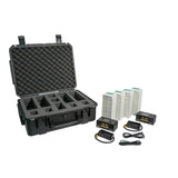 drone flight battery kit and chargers with an equipment case in the background