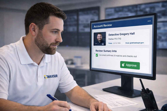customer service person approving an online account for MAXSUR