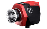 A red and black drone LiDAR scanner and a white circular Resepi logo on the side, isolated on a white background.
