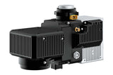 A black and silver industrial drone LiDAR system unit with ribbed metal housings, brass connection fittings, and a silver top cap, shown on a plain white background.