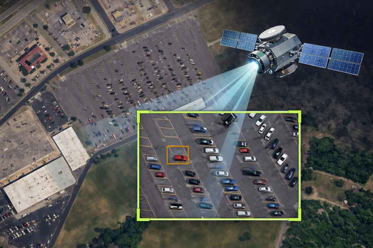 Satellite Image of a commercial parking lot looking for stolen vehicle