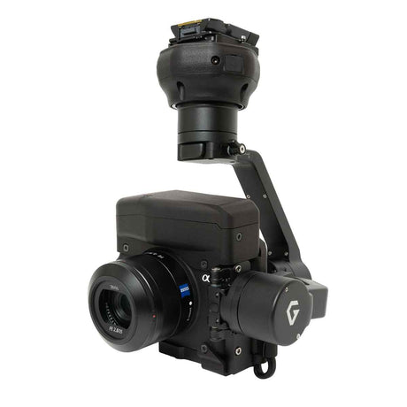 Sony drone payload camera ILX LR1 shown on gimbal and white background
