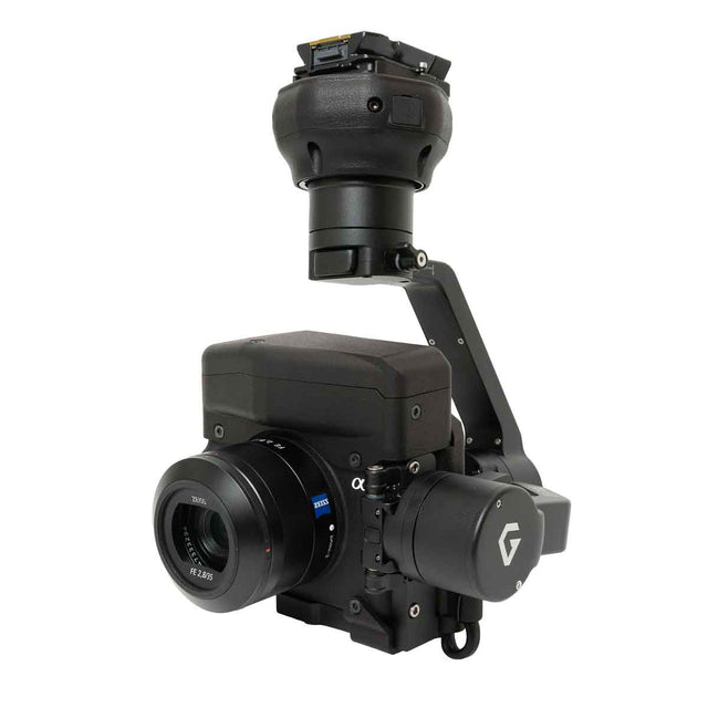 Sony drone payload camera ILX LR1 shown on gimbal and white background