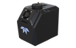 A black industrial robotic LiDAR camera or sensor module with a blue geometric logo on the front, shown on a plain white background.