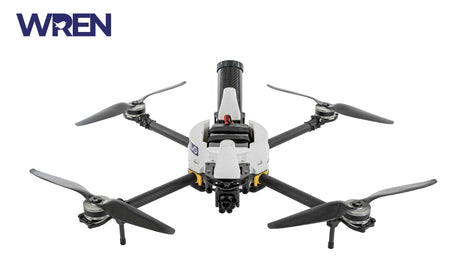 Hexacopter drone with WREN branding on a white background