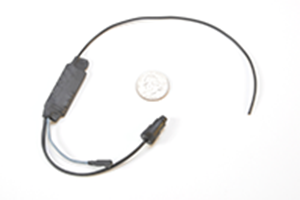 Black in color body wire with slimline construction and slender antenna and microphone cables